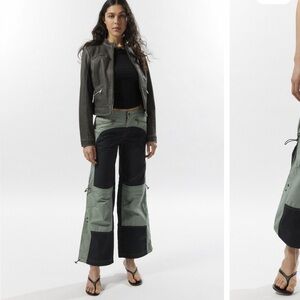 Army Green and black cargo zipper pants